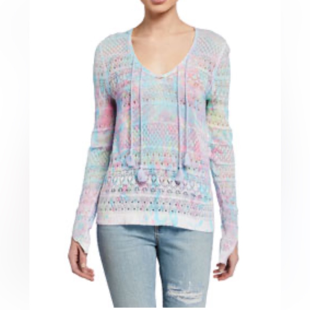 Zadig & Voltaire Delvy Open Knit Sweater Women’s M Tie-Front Long-Sleeve NWT